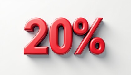 20 percent off 3D text typography. Promotion, discount, offer concept banner design.