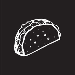 taco illustration on isolated black background