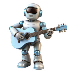 robot playing guitar 3d illustration