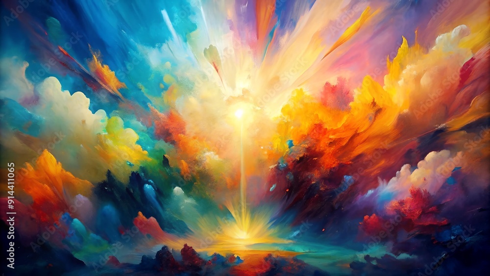 Wall mural a symphony of hues: abstract expressionist canvas of light generative ai