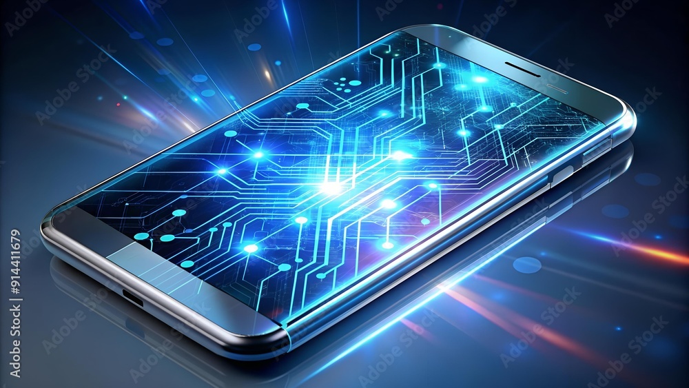 Wall mural the quantum lens: a glimpse into the future of mobile technology generative ai