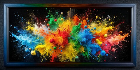 Framed Color Explosion, Abstract Art, Liquid Art, Paint Splash, Art Photography