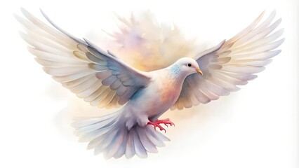 A Dreamy Dove in Watercolor Hues  generative AI