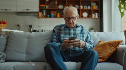 The Elderly Man with Smartphone