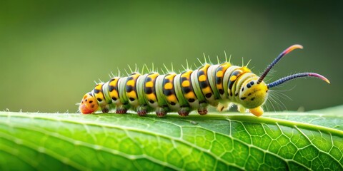 Naklejka premium Cute caterpillar exploring its surroundings isolated on background, caterpillar, cute, insect, nature, exploration