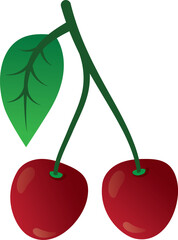 cherry with leaf, cherry fruit