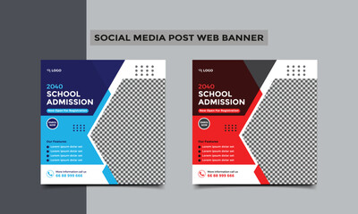 School admission social media post square banner design.