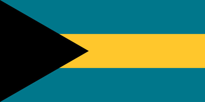 The official national flag of the Bahamas. Flag of the Commonwealth of The Bahamas. Correct proportions and colors. Vector illustration