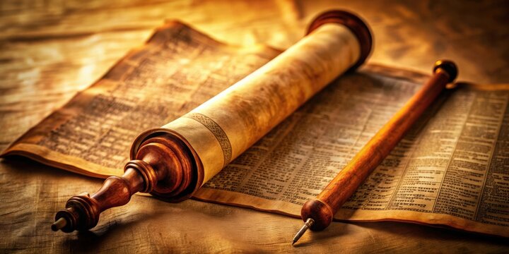 Ancient biblical scroll of Amos with intricate calligraphy and s, religious, historic, manuscript, Amos, biblical