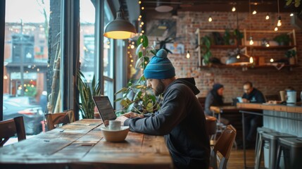 The man working in a cafe