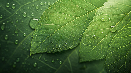 Fototapeta premium A leaf with water droplets on it