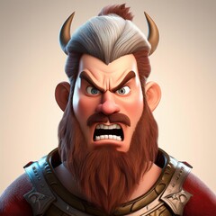 young male cartoon viking expressing his furious real human feelings