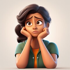 portrait of a bored sad thinking indian woman, real human emotion