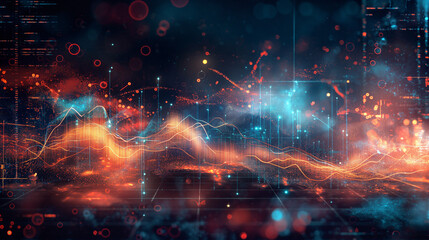Fototapeta premium A colorful, abstract image with a lot of dots and lines