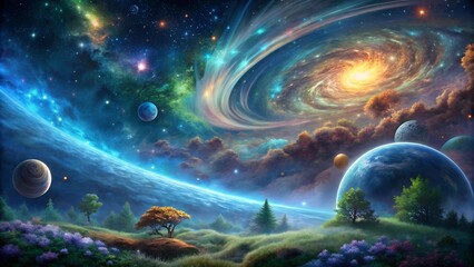 Celestial Tapestry: A Symphony of Cosmic Hues  AI Generated