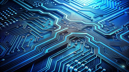 Abstract Blue Circuit Board: A Symphony of Lines and Traces  Generative AI