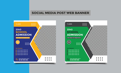 School admission social media post square banner design.