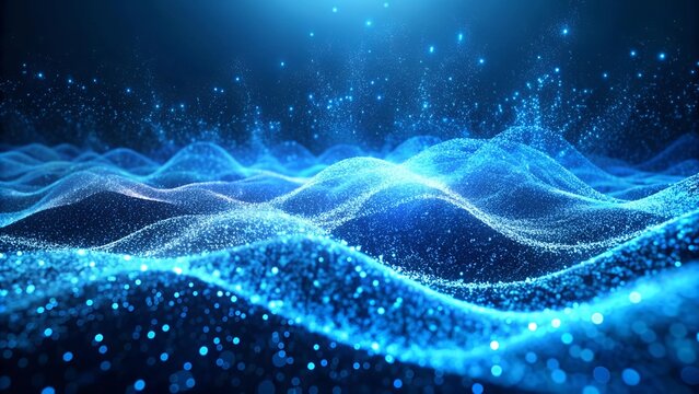 Ethereal Data Flow: A Symphony of Glowing Particles in Azure Hues  Generative AI