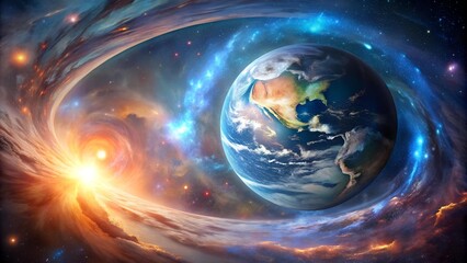 Obraz premium Cosmic Tapestry: A Celestial Symphony of Light and Color AI generated