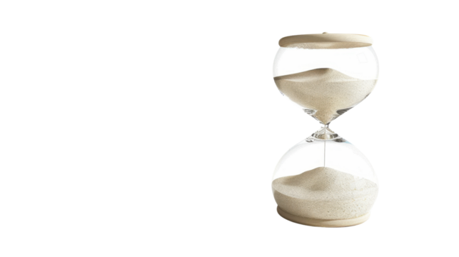 Sand clock hourglass on transparent background