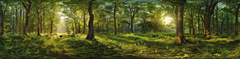 Fototapeta premium Sunlight Filtering Through a Tranquil Forest