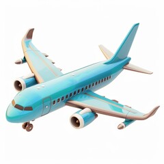 3D cartoon plane isolated on white background. AI generative