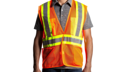 Safety vest safeguard on transparent background