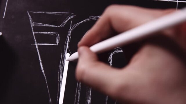 Close-Up of Man Sketching Logo on Smart Tablet