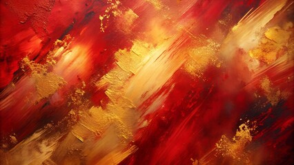 Abstract Symphony of Crimson and Gold  generative AI