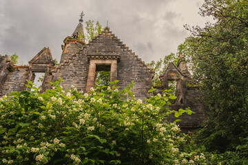 Fototapeta premium Dunalastair castle. Abandoned castle. Dunalastair is an estate in the southern part of the Highlands, in Perthshire. It is lying along the River Tummel. Highlands of Scotland. Scotland, United Kingdom