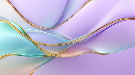 Abstract glass background with wavy blue and pink ribbons on a dark pink gradient