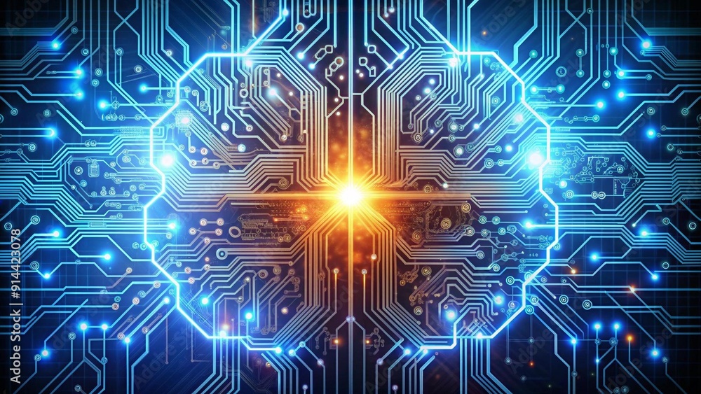 Aufkleber intertwined networks of technological harmony generative ai