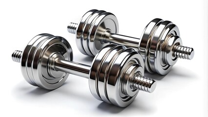 Fototapeta premium Classic Chrome Dumbbells with a Retro Twist generative AI