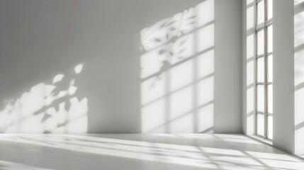 Obraz premium White empty studio backdrop for product showcasing with window shadows. blurred background for banner.