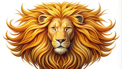 Naklejka premium Majestic Lion Head with Golden Mane AI generated