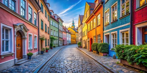 Exploring narrow cobblestone streets lined with colorful buildings in a historic European city , Old town, charm