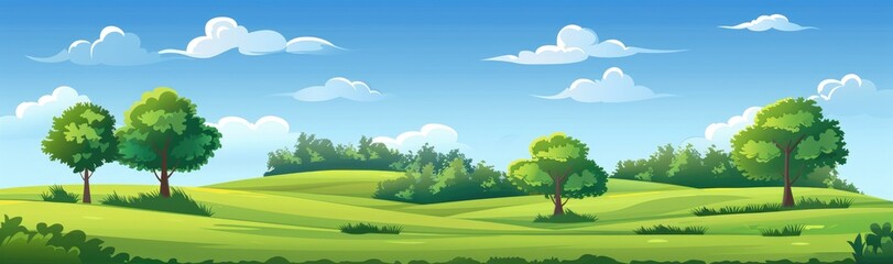 Obraz premium Serene Summer Landscape with Rolling Hills and Lush Greenery