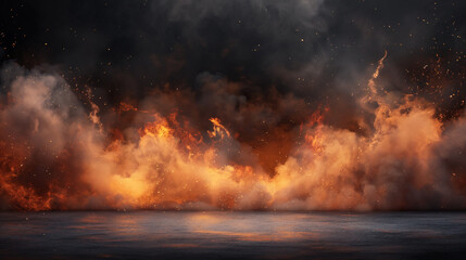 Fototapeta premium A fire is burning in the sky, with smoke and ash filling the air