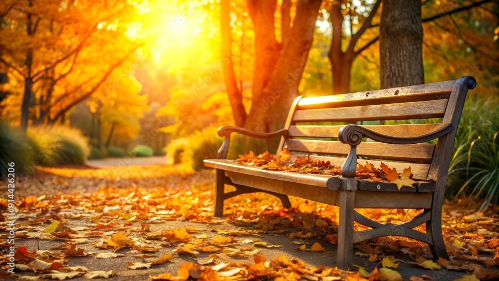 Poster sun-dappled bench: a tapestry of time generative ai