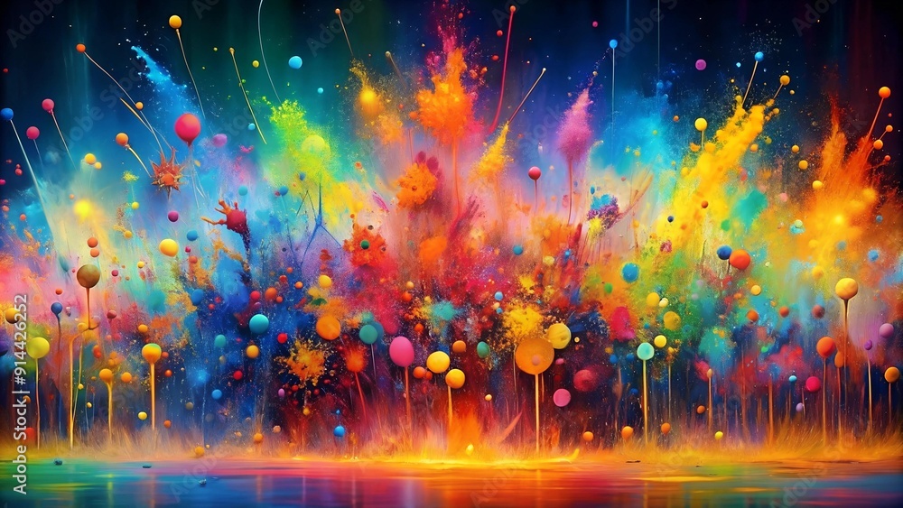 Wall mural Abstract Symphony of Colors: A Vibrant Tapestry of Strokes and Splatters  AI generated