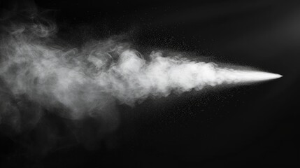 Airy water spray over black background.