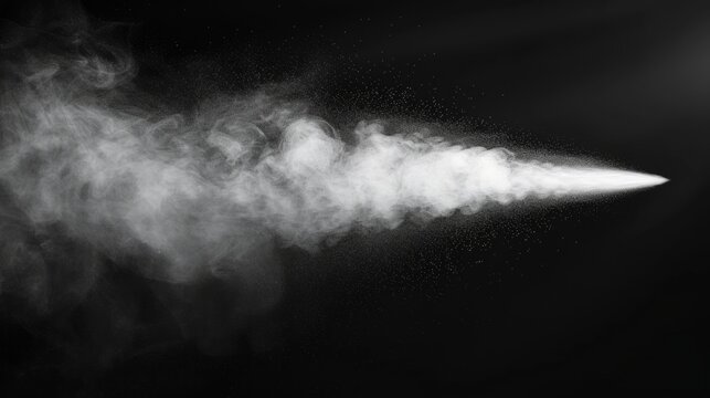 Airy water spray over black background.