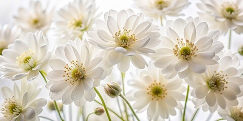Fototapeta premium Delicate, pure white blooms with intricate details and subtle textures isolated on a clean, white background, perfect for elegant designs and subtle accents.