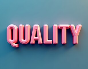 Bold 3D text spelling 'QUALITY' against a blue gradient background.