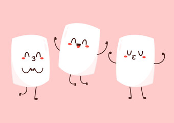 Marshmallow cartoon. marshmallow character design. Marshmallow vector.