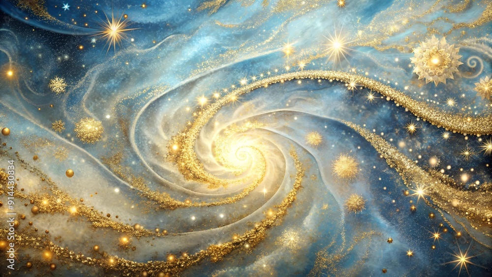 Poster celestial tapestry: woven with golden threads generative ai
