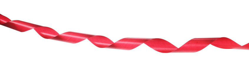 Red ribbon spiral isolated on white backgroun