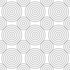 Fototapeta premium Abstract geometric pattern with circles, stripes, lines. Seamless vector background. White and black ornament. Modern reticulated graphic design.