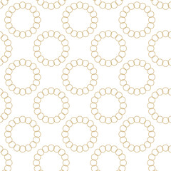 Abstract geometric pattern with circles, stripes, lines. Seamless vector background. White and gold floral ornament. Modern reticulated graphic design.