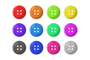 Cloth buttons. Plastic buttons flat vector illustration isolated on a background